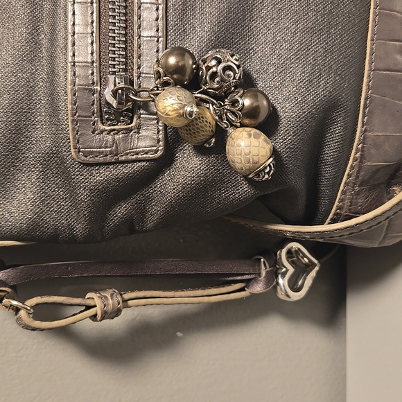 Brighton Crossbody Croc Embossed Nylon Gray - Picture 3 of 10